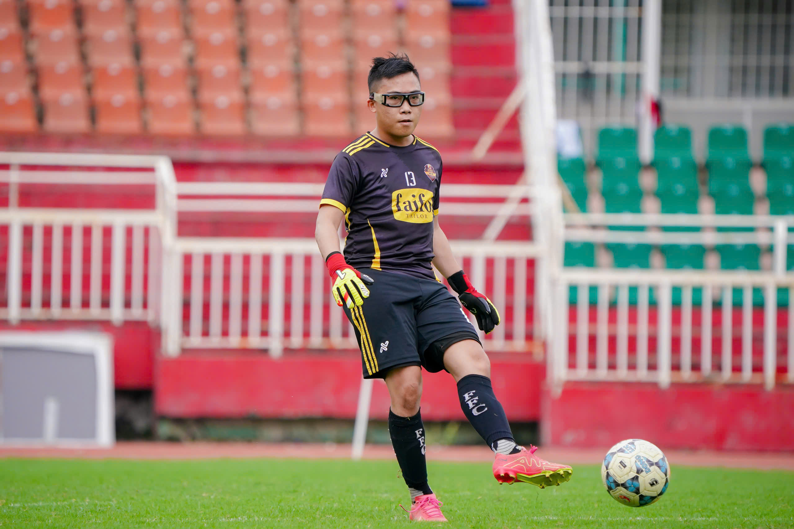 A person playing football