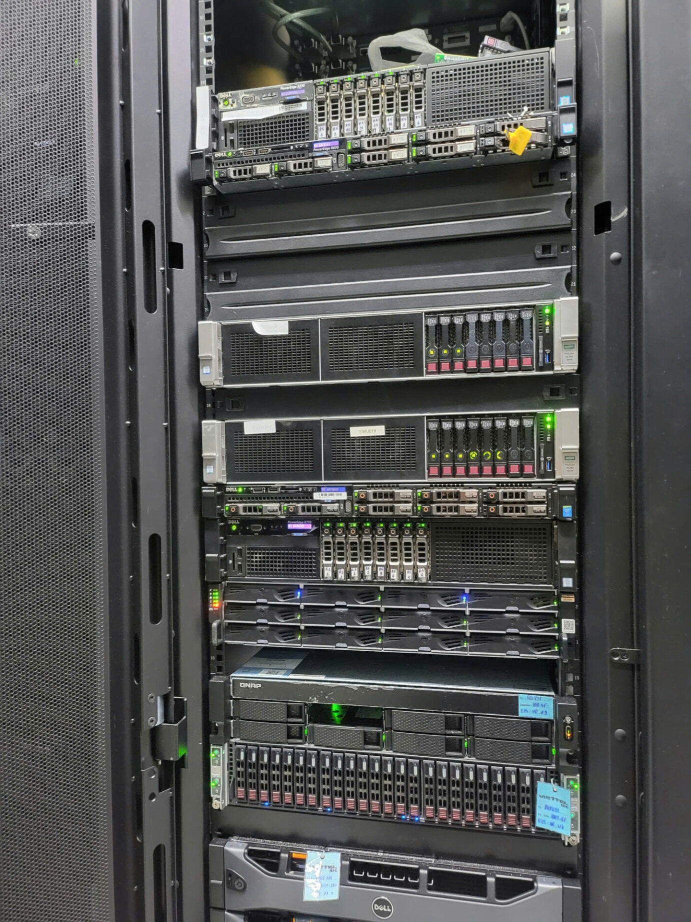A rack of network servers