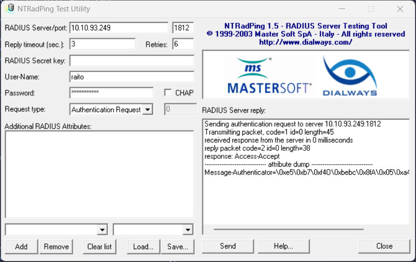 NTRadPing Tool Configuration