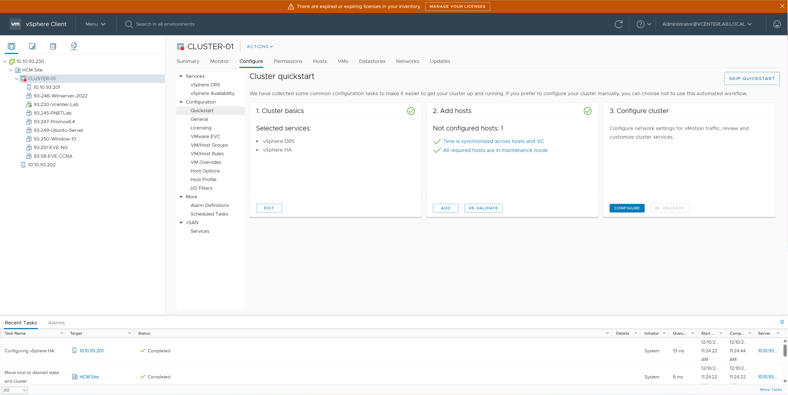 Move ESXi-01 into Cluster