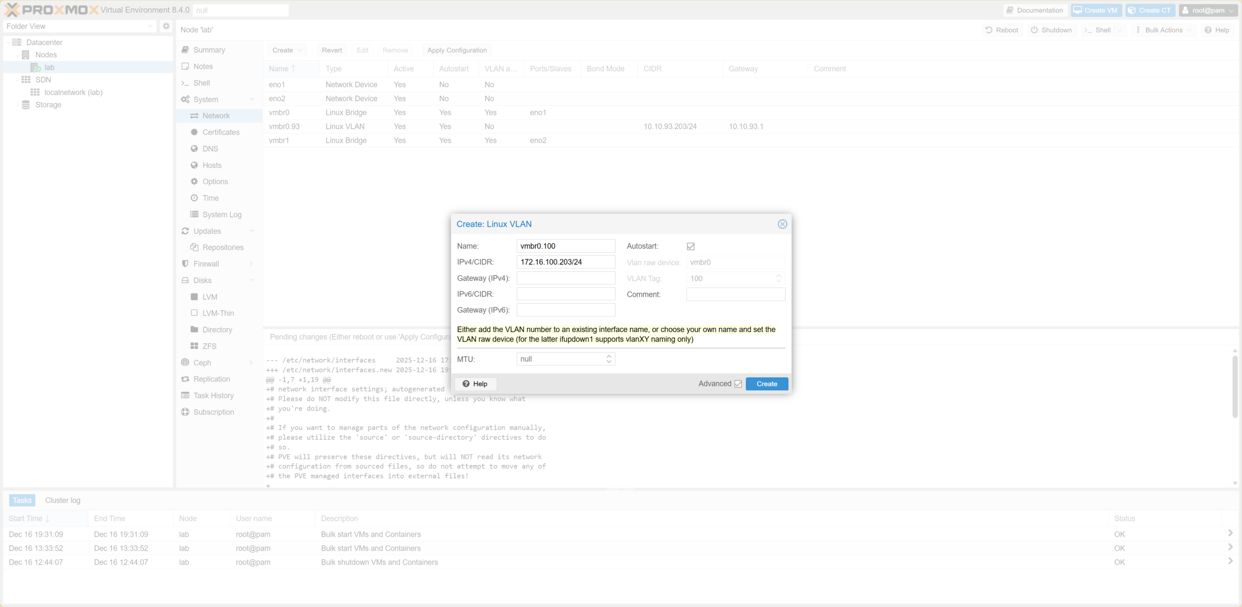 Step 1.1: Create Linux VLAN