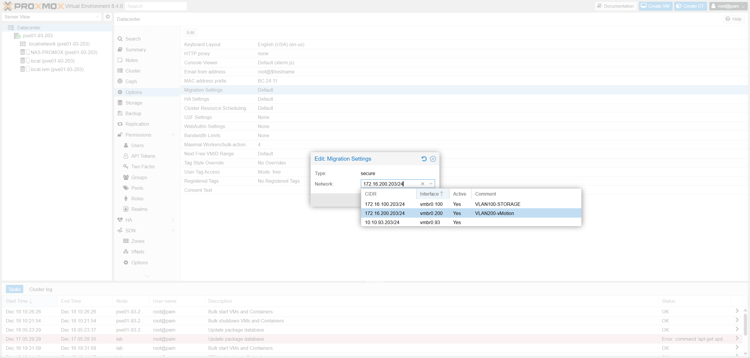 Edit Migration Settings