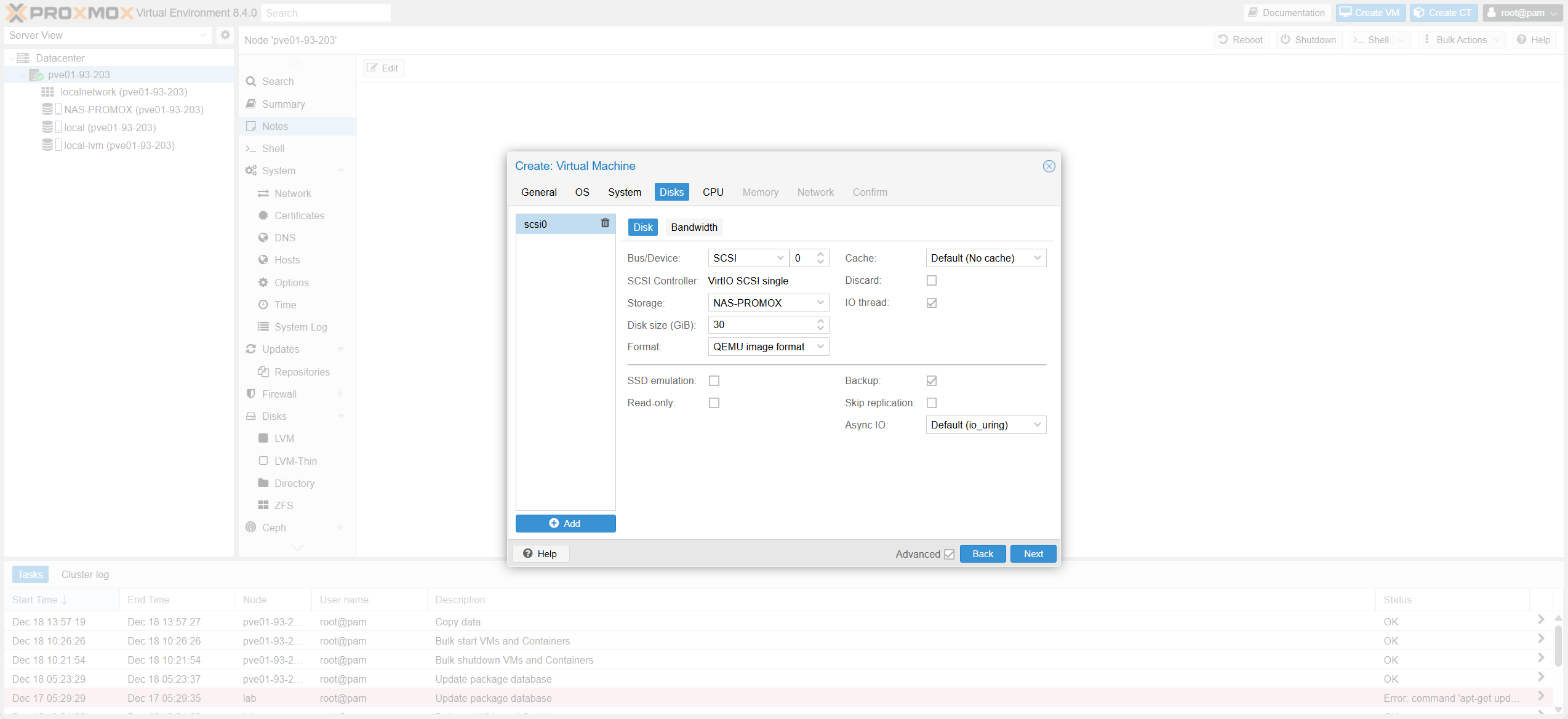 Disk Tab Configuration